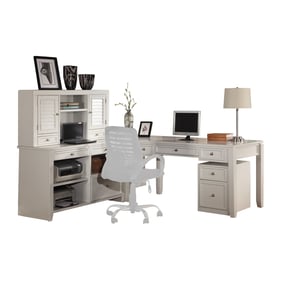 Parker House Boca White L Shape Desk with File Credenza and Hutch