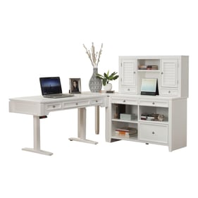 Parker House Boca White Power Lift Desk with Credenza