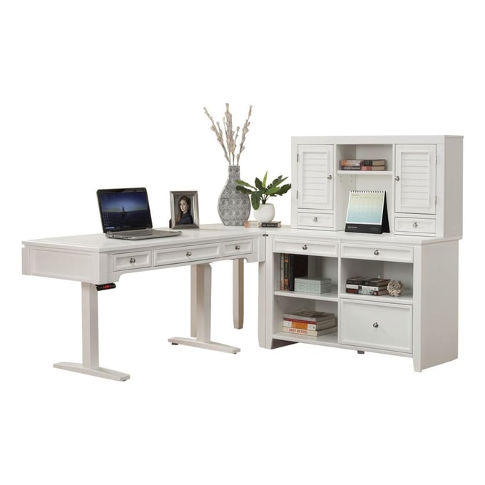 Parker House Boca White Power Lift Desk with Credenza PKH-BOC-5PC-LIFT-LDSK-CDZ-H