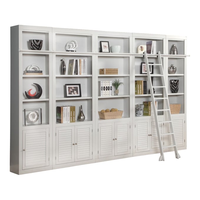 Parker House Boca White 6pc Library Wall Unit PKH-BOC-6PC-LIB-STRWALL