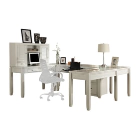 Parker House Boca White U Shape Desk with Hutch and File