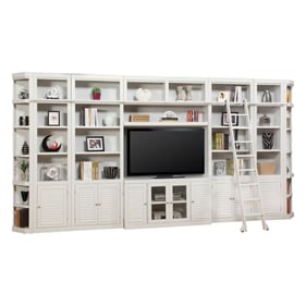 Parker House Boca White 9pc Entertainment Wall with Corner Bookcases