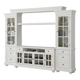 Parker House Cape Cod White 4pc Entertainment Wall with 63 Inch TV Stand