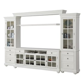 Parker House Cape Cod White 4pc Entertainment Wall with 76 Inch TV Stand