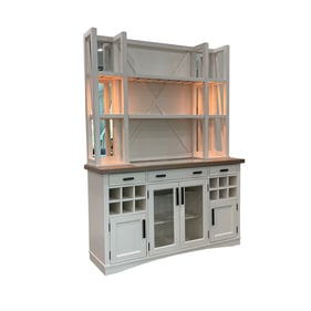 Parker House Americana Modern White Buffet and Open Hutch with Quartz Inser...