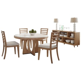 Parker House Escape Brown Round Table with Console and 4 Ladderback Chairs