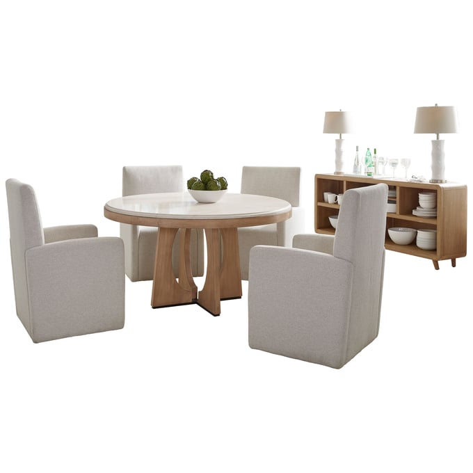 Parker House Escape Brown Round Table with Console and 4 Caster Chairs PKH-DESC-6PC-54RND-72OC-2618