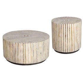 Parker House Crossings Downtown Bone 3pc Round Coffee Table Set