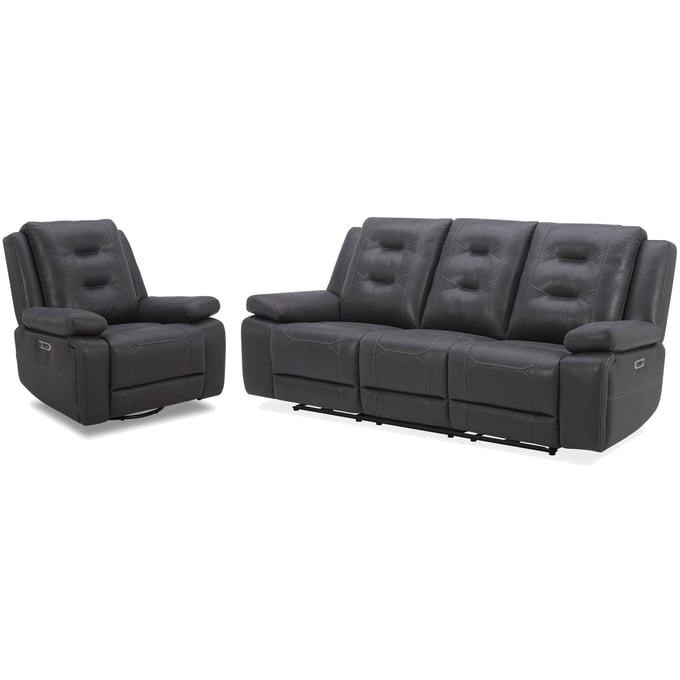 Parker House Caldwell Dark Grey Power Reclining Sofa and Recliner PKH-MCAL-31PH-TACH