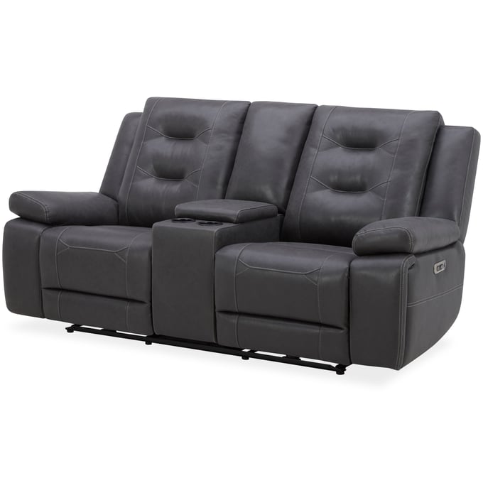 Parker House Caldwell Dark Grey Power Console Loveseat PKH-MCAL822CPH-TACH