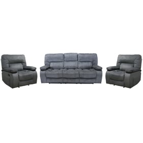 Parker House Chapman Grey Polyester Manual Glider Reclining Sofa and Two Re...