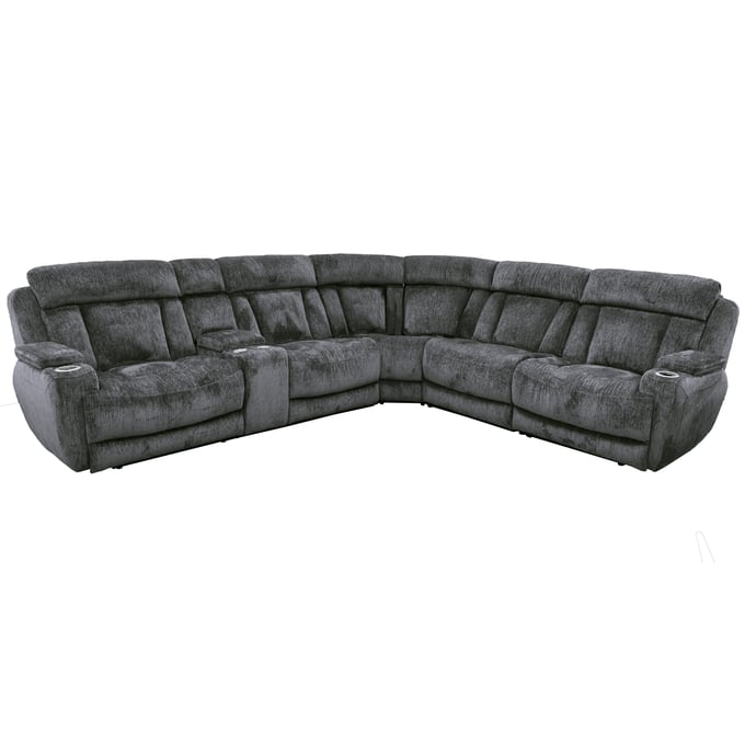 Parker House Dalton Dark Grey 6pc Modular Power Reclining Sectional PKH-MDAL-PACKT-H-LCH