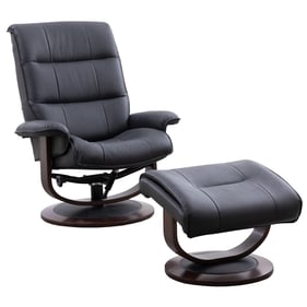 Parker House Knight Black Manual Reclining Swivel Chair and Ottoman