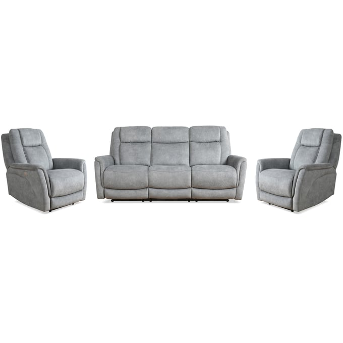 Parker House Linus Grey Power Reclining Sofa and Two Recliners PKH-MLIN-311PHZ-HGY