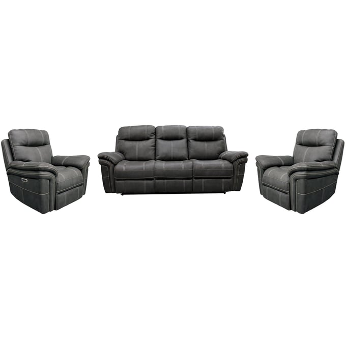 Parker House Mason Grey Power Reclining Sofa and Two Recliners PKH-MMA-311PH-CHA