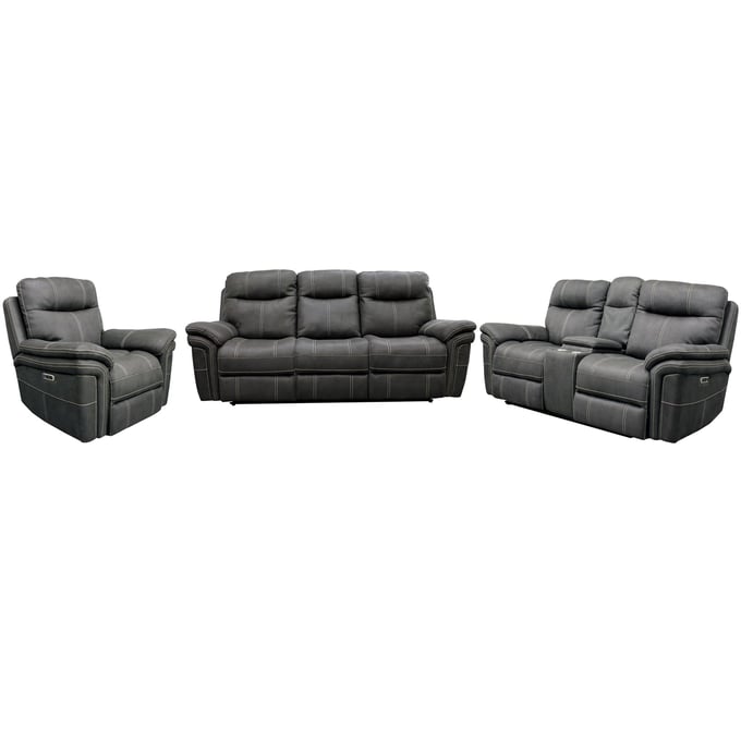 Parker House Mason Grey Power Reclining 3pc Living Room Set PKH-MMA-321PH-CHA