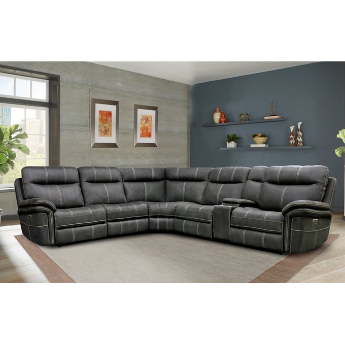 Parker House Mason Grey 6pc Modular Power Reclining Sectional PKH-MMA-PACKA-H-CHA