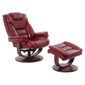 Parker House Monarch Red Manual Reclining Swivel Chair and Ottoman