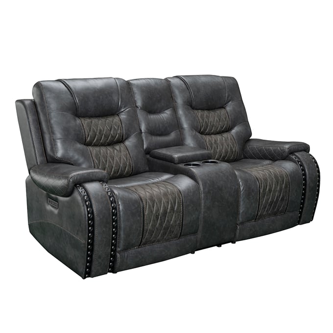 Parker House Outlaw Dark Grey Power Reclining Console Loveseat PKH-MOUT822CPH-STA