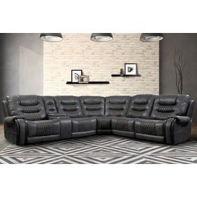 Parker House Outlaw Dark Grey 6pc Modular Power Sectional with Drop Down Ta...