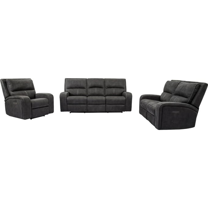 Parker House Polaris Dark Grey 3pc Living Room Set PKH-MPOL-321PH-SLA