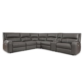 Parker House Polaris Grey 6pc Modular Power Reclining Sectional with Entert...