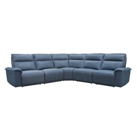 Parker House Perimeter Blue 5pc Power Reclining Sectional with Headrests