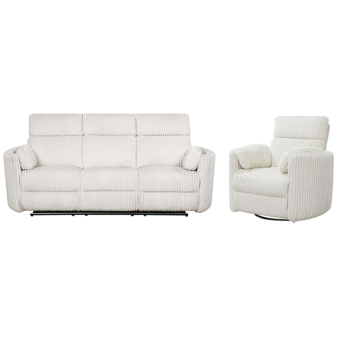 Parker House Radius Off White Power Reclining Sofa and Recliner PKH-MRAD-31P-MGIV