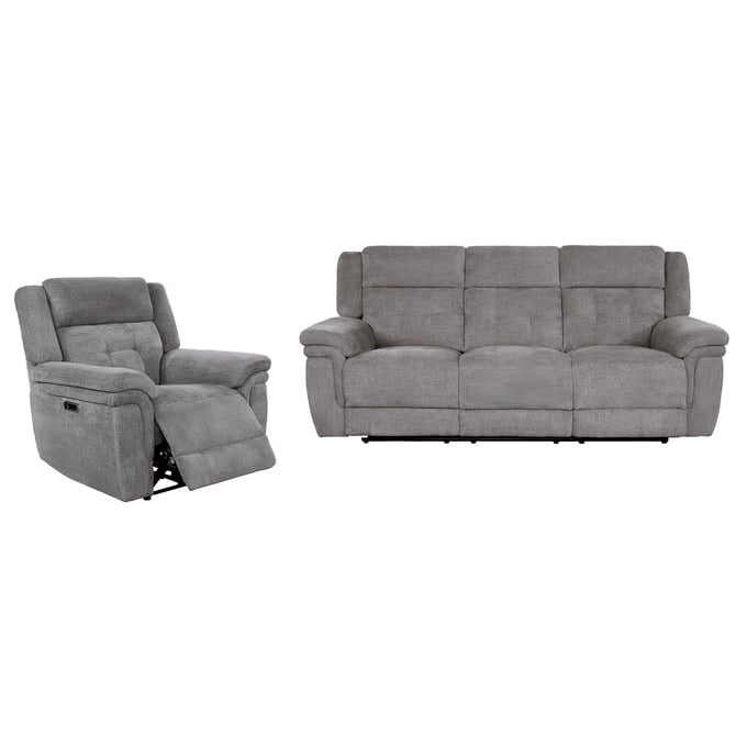 Parker House Richland Grey Power Reclining Sofa and Recliner PKH-MRIC-31PH-BRGR