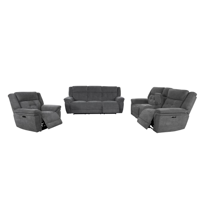 Parker House Richland Grey Power Reclining 3pc Living Room Set PKH-MRIC-321PH-BRGR