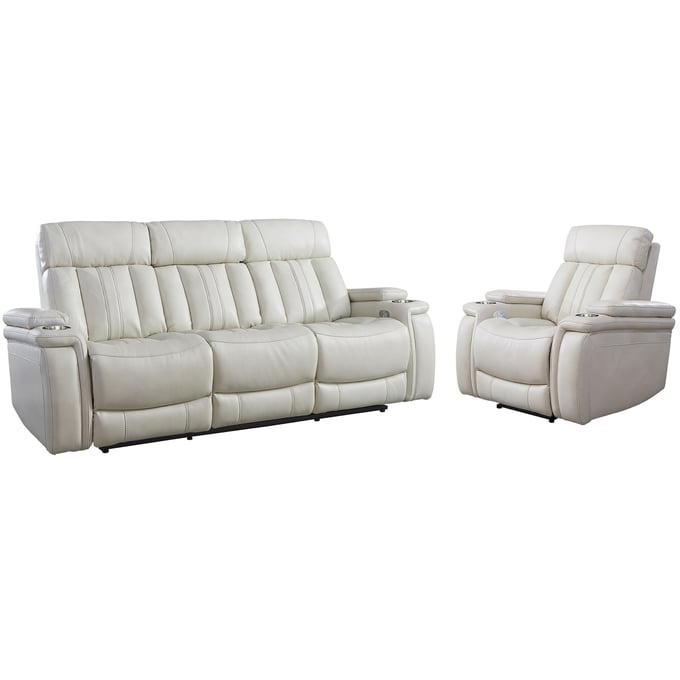 Parker House Royce Off White Power Reclining Sofa and Recliner PKH-MROY-31PH-FNI