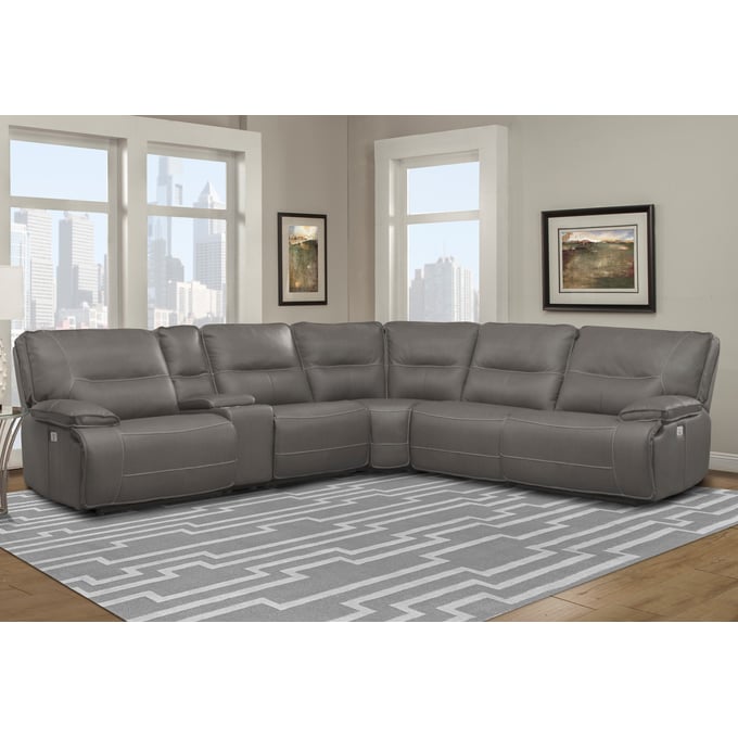 Parker House Spartacus Grey 6pc Modular Power Reclining Sectional PKH-MSPA-PACKA-H-HAZ