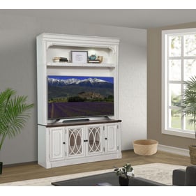 Parker House Provence White 63 Inch TV Console with Light Kit Hutch