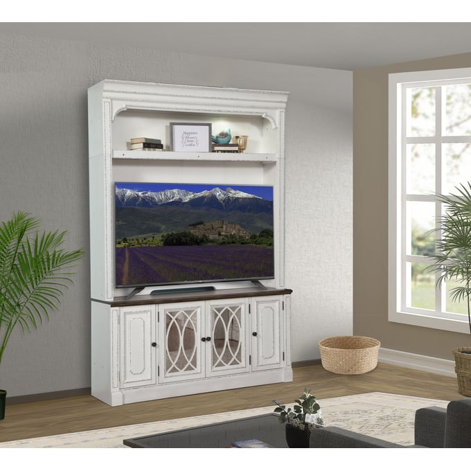 Parker House Provence White 63 Inch TV Console with Hutch PKH-PRO-2PC-ENT-WALL