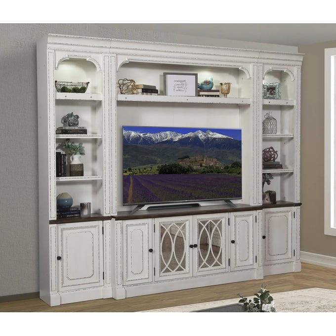 Parker House Provence White 4pc Entertainment Center PKH-PRO-4PC-ENT-WALL