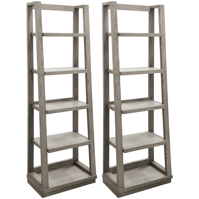 Parker House Pure Modern Grey Pair Of Angled Etagere Bookcase Piers PKH-PUR250AP