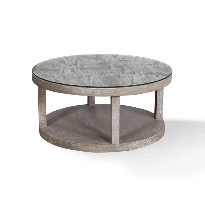 Parker House Crossings Serengeti Grey Round Glass Top Cocktail Table PKH-SER11