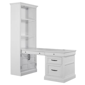 Parker House Shoreham White Bookcase with Peninsula Desk