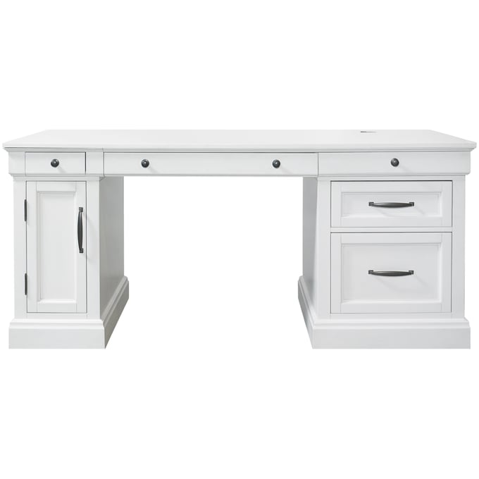 Parker House Shoreham White Pedestal Peninsula Desk Top with Power Center PKH-SHO480-EFW