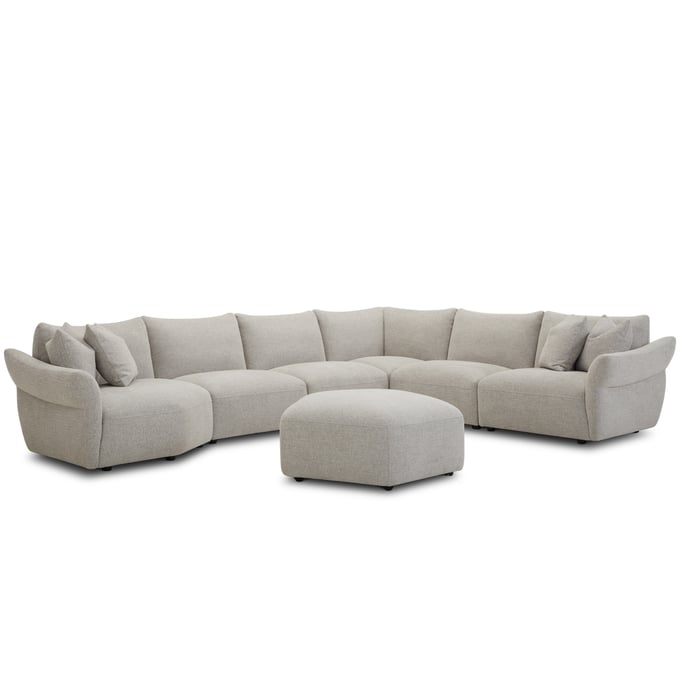 Parker House Playful Beige Sectional with Ottoman PKH-SPLA-PACK6A-CNCB-SEC-S1