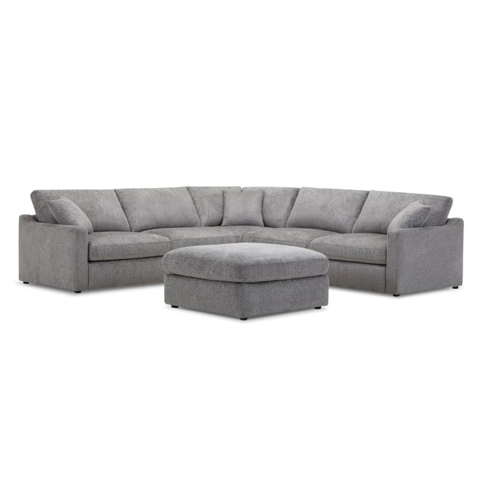 Parker House Surrender Grey Sectional with Ottoman PKH-SSUR-PACK5A-BRNT-SEC-S1