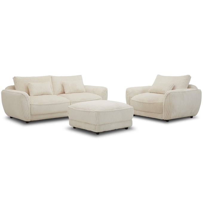 Parker House Utopia Off White 3pc Living Room Set with Ottoman PKH-SUTP932-MGIV-LR-S1