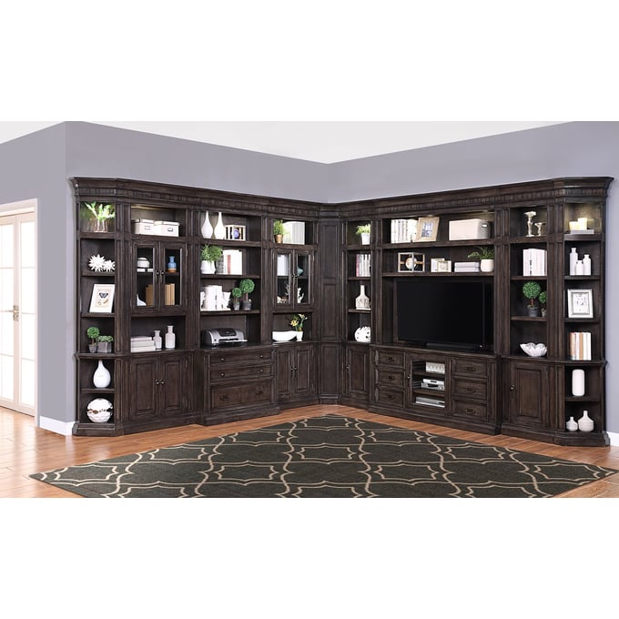 Parker House Washington Brown 11pc Modular Entertainment Library Wall PKH-WAS-11PC-ENT-WALL