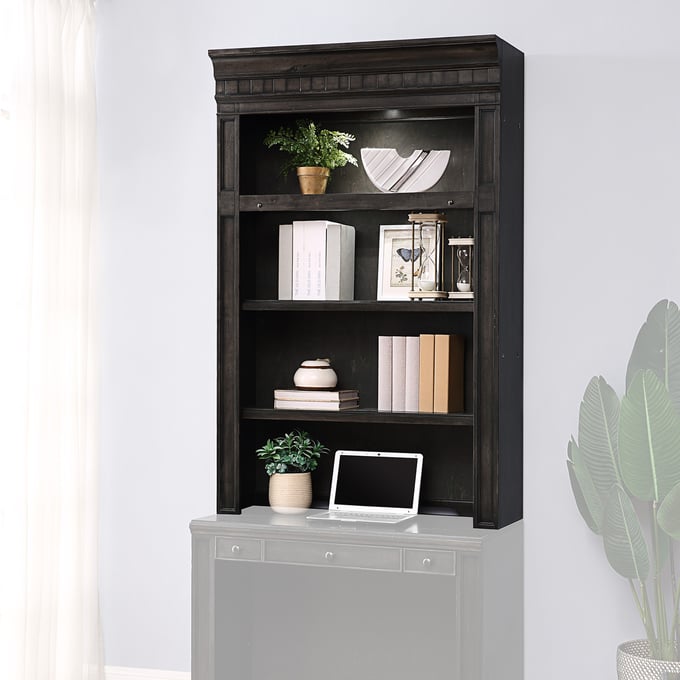 Parker House Washington Heights Black Library Hutch with Light Kit PKH-WAS460H-KIT599