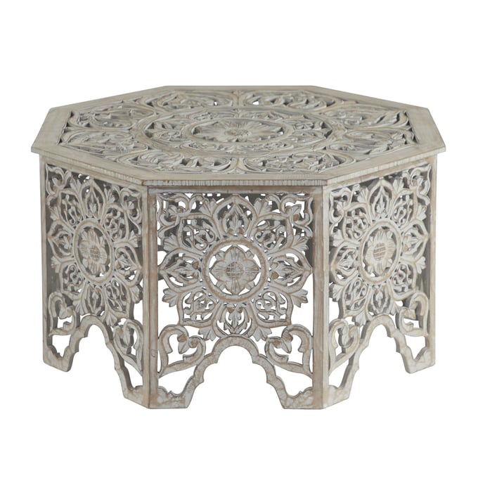 Park Spencer Light Grey Wood Carved Coffee Table PKSR-482509