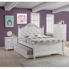 Picket House Annie White Faux Leather 3pc Bedroom Set with Full Trundle Bed