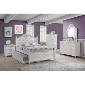 Picket House Annie White Faux Leather 5pc Bedroom Set with Full Trundle Bed