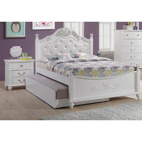 Picket House Annie White Faux Leather 2pc Bedroom Set with Full Trundle Bed