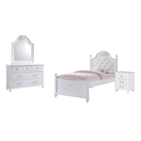 Picket House Annie White Faux Leather 4pc Bedroom Set with Twin Platform Be...