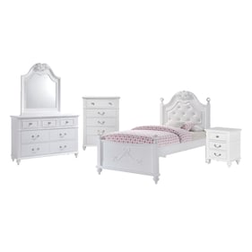 Picket House Annie White Faux Leather 5pc Bedroom Set with Twin Platform Be...